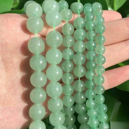 Großhandel Jade-Chalcedon-Perlen, Naturstein, für die Schmuckherstellung, lose Abstandshalter, rund, DIY-Halskette, Armband, 38,1 cm, Aventurin-Jade, 8 mm, 46 Stück Perlen von LNHBZ