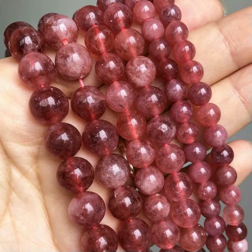 Großhandel Jade-Chalcedon-Perlen, Naturstein, für die Schmuckherstellung, lose Abstandshalter, rund, DIY-Halskette, Armband, 38,1 cm, Erdbeer-Jade, 4,0 mm, 91 Stück Perlen von LNHBZ