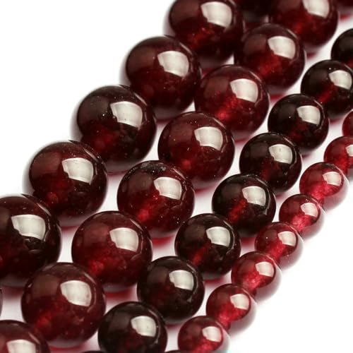 Großhandel Jade-Chalcedon-Perlen, Naturstein, für die Schmuckherstellung, lose Abstandshalter, rund, DIY-Halskette, Armband, 38,1 cm, Granat-Jade, 4,0 mm, 91 Stück Perlen von LNHBZ