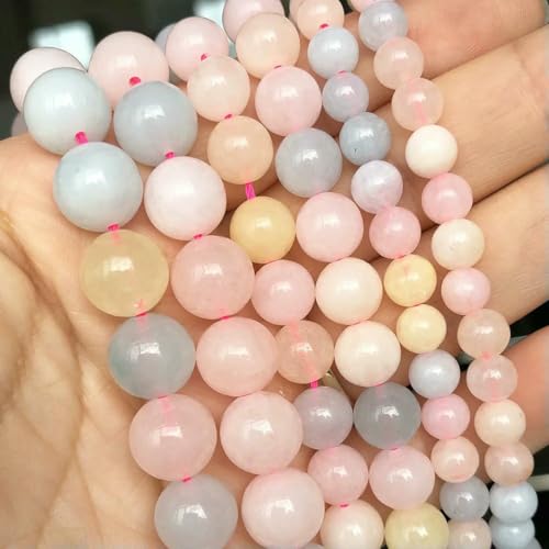 Großhandel Jade-Chalcedon-Perlen, Naturstein, für die Schmuckherstellung, lose Abstandshalter, rund, DIY-Halskette, Armband, 38,1 cm, Morganit-Jade, 6 mm, 61 Stück Perlen von LNHBZ