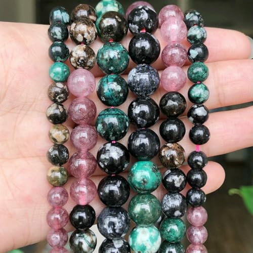 Großhandel Jade-Chalcedon-Perlen, Naturstein, für die Schmuckherstellung, lose Abstandshalter, rund, DIY-Halskette, Armband, 38,1 cm, Turmalin-Jade, 01–6 mm, 61 Stück Perlen von LNHBZ