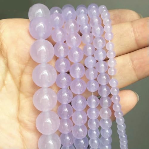 Großhandel Jade-Chalcedon-Perlen, Naturstein, für die Schmuckherstellung, lose Abstandshalter, rund, DIY-Halskette, Armband, 38,1 cm, Violette Jade, 4,0 mm, 91 Stück Perlen von LNHBZ