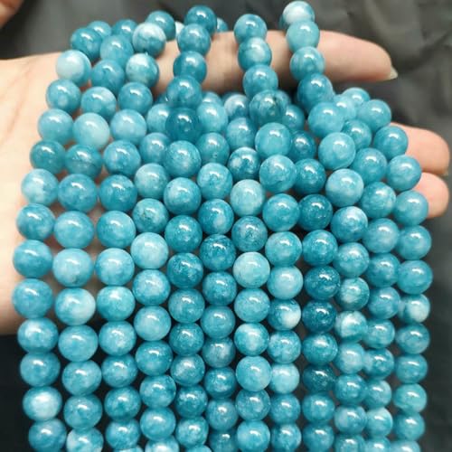 Großhandel Jade-Chalcedon-Perlen, Naturstein, für die Schmuckherstellung, lose Abstandshalter, rund, DIY-Halskette, Armband, 38,1 cm, blaue Jade, 8 mm, 46 Stück Perlen Großhandel Jade-Chalcedon-Perlen, Naturstein, für die Schmuckherstellung, lose Abstandshalter, rund, DIY-Halskette, Armband, 38,1 cm, blaue Jade, 8 mm, 46 Stück Perlen von LNHBZ