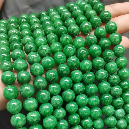 Großhandel Jade-Chalcedon-Perlen, Naturstein, für die Schmuckherstellung, lose Abstandshalter, rund, DIY-Halskette, Armband, 38,1 cm, dunkelgrüne Jade, 10 mm, 36 Stück Perlen von LNHBZ