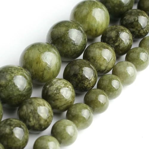 Großhandel Jade-Chalcedon-Perlen, Naturstein, für die Schmuckherstellung, lose Abstandshalter, rund, DIY-Halskette, Armband, 38,1 cm, grasgrüne Jade, 6 mm, 61 Stück Perlen von LNHBZ