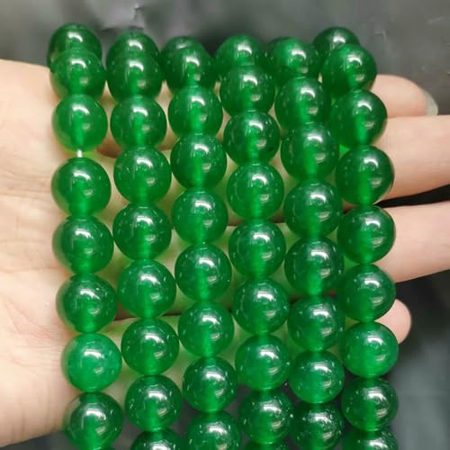 Großhandel Jade-Chalcedon-Perlen, Naturstein, für die Schmuckherstellung, lose Abstandshalter, rund, DIY-Halskette, Armband, 38,1 cm, grüner Chalcedon, 10 mm, 36 Stück Perlen von LNHBZ