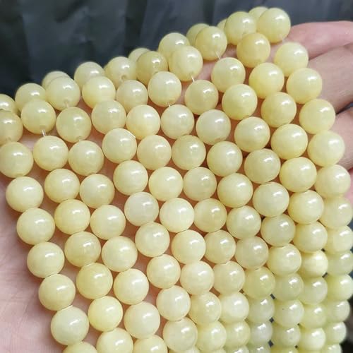 Großhandel Jade-Chalcedon-Perlen, Naturstein, für die Schmuckherstellung, lose Abstandshalter, rund, DIY-Halskette, Armband, 38,1 cm, hellgelbe Jade, 10 mm, 36 Stück Perlen Großhandel Jade-Chalcedon-Perlen, Naturstein, für die Schmuckherstellung, lose Abstandshalter, rund, DIY-Halskette, Armband, 38,1 cm, hellgelbe Jade, 10 mm, 36 Stück Perlen von LNHBZ