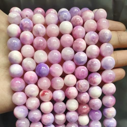 Großhandel Jade-Chalcedon-Perlen, Naturstein, für die Schmuckherstellung, lose Abstandshalter, rund, DIY-Halskette, Armband, 38,1 cm, lila Jade, 6 mm, 61 Stück Perlen von LNHBZ