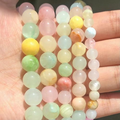 Großhandel Jade-Chalcedon-Perlen, Naturstein, für die Schmuckherstellung, lose Abstandshalter, rund, DIY-Halskette, Armband, 38,1 cm, mehrfarbige Jade, 8 mm, 46 Stück Perlen von LNHBZ