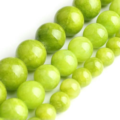 Großhandel Jade-Chalcedon-Perlen, Naturstein, für die Schmuckherstellung, lose Abstandshalter, rund, DIY-Halskette, Armband, 38,1 cm, olivgrüne Jade, 10 mm, 36 Stück Perlen von LNHBZ