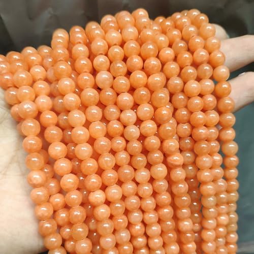 Großhandel Jade-Chalcedon-Perlen, Naturstein, für die Schmuckherstellung, lose Abstandshalter, rund, DIY-Halskette, Armband, 38,1 cm, orange Jade, 10 mm, 36 Stück Perlen von LNHBZ