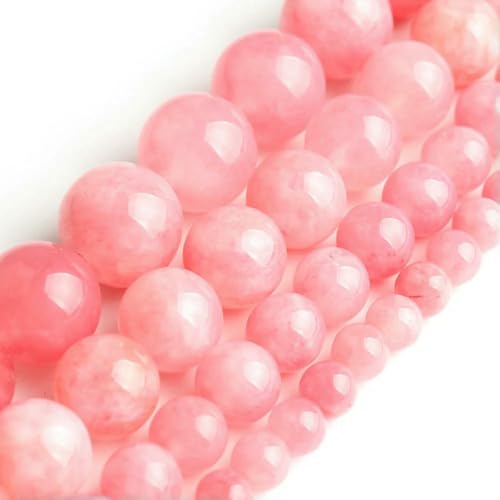 Großhandel Jade-Chalcedon-Perlen, Naturstein, für die Schmuckherstellung, lose Abstandshalter, rund, DIY-Halskette, Armband, 38,1 cm, rosa Angelit, 6 mm, 61 Stück Perlen von LNHBZ