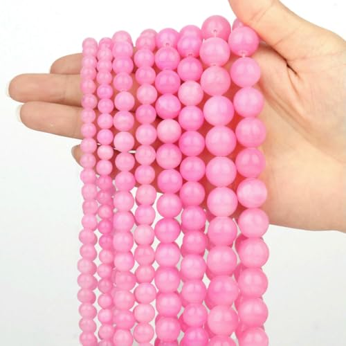 Großhandel Jade-Chalcedon-Perlen, Naturstein, für die Schmuckherstellung, lose Abstandshalter, rund, DIY-Halskette, Armband, 38,1 cm, rosa Jade, 10 mm, 36 Stück Perlen von LNHBZ