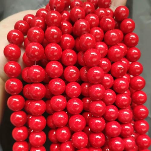 Großhandel Jade-Chalcedon-Perlen, Naturstein, für die Schmuckherstellung, lose Abstandshalter, rund, DIY-Halskette, Armband, 38,1 cm, rote Jade, 8 mm, 46 Stück Perlen von LNHBZ