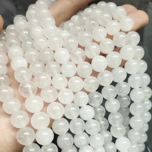 Großhandel Jade-Chalcedon-Perlen, Naturstein, für die Schmuckherstellung, lose Abstandshalter, rund, DIY-Halskette, Armband, 38,1 cm, weißer Chalcedon, 6 mm, 61 Stück Perlen von LNHBZ