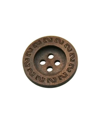 Handgemachter Naturholzknopf, Kaffeebraun, runde Holzknöpfe, Retro-Nähzubehör, 25 mm, 4 Löcher, 5 Stück, 10 Stück, 15 Stück, Knopf MT48, 5 Stück von LNHBZ
