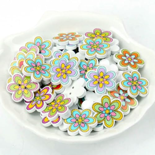 Holzknöpfe für Scrapbooking, Nähen, Bekleidung, Zubehör, Dekoration, gemischte Blumen, bemalt, dekorative Knöpfe, DIY-Bastelarbeiten, 20 Stück, 20–25 mm, 9,20 mm Holzknöpfe für Scrapbooking, Nähen, Bekleidung, Zubehör, Dekoration, gemischte Blumen, bemalt, dekorative Knöpfe, DIY-Bastelarbeiten, 20 Stück, 20–25 mm, 9,20 mm von LNHBZ