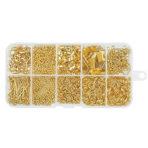 Kc Goldfarbenes Legierungsschmuck-Set mit offenen Biegeringen, Zubehör-Set für die Herstellung von Armbändern, Halsketten und Ketten, Zubehörteile, 4 6 8 mm, TH007 Kc Goldfarbenes Legierungsschmuck-Set mit offenen Biegeringen, Zubehör-Set für die Herstellung von Armbändern, Halsketten und Ketten, Zubehörteile, 4 6 8 mm, TH007 von LNHBZ
