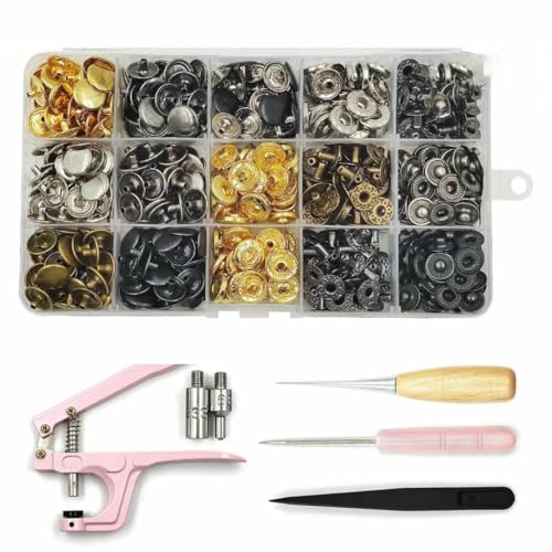 Metall-Druckknopf-Sets mit Druckknopf-Montagezange, Formen für Kleidung, Kleidungsstücke, Jeans, Taschen, Schuhe, Lederhandwerk, 140 Stück, 633, rosa Werkzeug Metall-Druckknopf-Sets mit Druckknopf-Montagezange, Formen für Kleidung, Kleidungsstücke, Jeans, Taschen, Schuhe, Lederhandwerk, 140 Stück, 633, rosa Werkzeug von LNHBZ