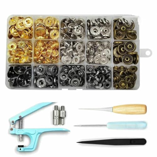 Metall-Druckknopf-Sets mit Druckknopf-Montagezange, Formen für Kleidung, Kleidungsstücke, Jeans, Taschen, Schuhe, Lederhandwerk, 80 Stück, 633, blaues Werkzeug Metall-Druckknopf-Sets mit Druckknopf-Montagezange, Formen für Kleidung, Kleidungsstücke, Jeans, Taschen, Schuhe, Lederhandwerk, 80 Stück, 633, blaues Werkzeug von LNHBZ