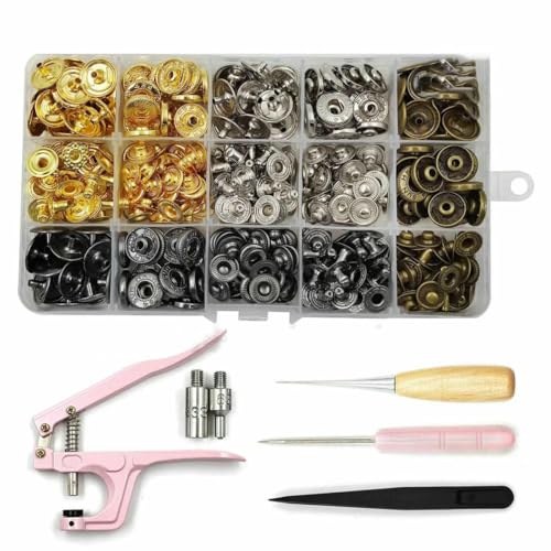 Metall-Druckknopf-Sets mit Druckknopf-Montagezange, Formen für Kleidung, Kleidungsstücke, Jeans, Taschen, Schuhe, Lederhandwerk, 80 Stück, 633, rosa Werkzeug Metall-Druckknopf-Sets mit Druckknopf-Montagezange, Formen für Kleidung, Kleidungsstücke, Jeans, Taschen, Schuhe, Lederhandwerk, 80 Stück, 633, rosa Werkzeug von LNHBZ