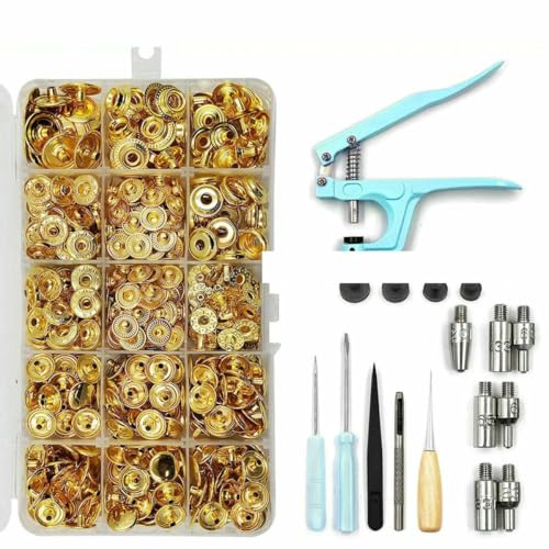 Metall-Druckknopf-Sets mit Druckknopf-Montagezange, Formen für Kleidung, Kleidungsstücke, Jeans, Taschen, Schuhe, Lederhandwerk, Gold, Set B Metall-Druckknopf-Sets mit Druckknopf-Montagezange, Formen für Kleidung, Kleidungsstücke, Jeans, Taschen, Schuhe, Lederhandwerk, Gold, Set B von LNHBZ