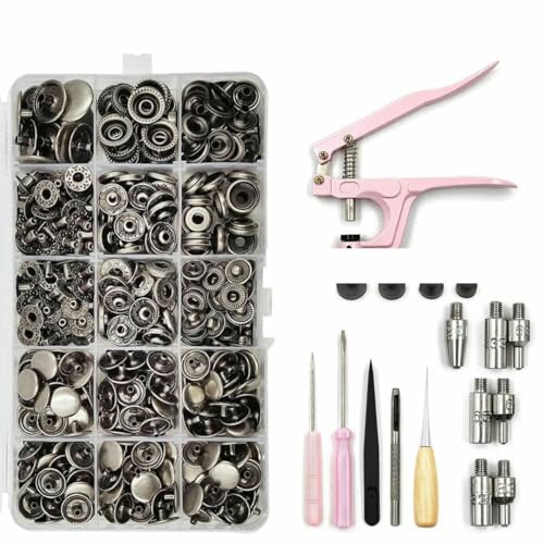 Metall-Druckknopf-Sets mit Druckknopf-Montagezange und Formen für Kleidung, Kleidungsstücke, Jeans, Taschen, Schuhe, Lederhandwerk, Nickel, Set A Metall-Druckknopf-Sets mit Druckknopf-Montagezange und Formen für Kleidung, Kleidungsstücke, Jeans, Taschen, Schuhe, Lederhandwerk, Nickel, Set A von LNHBZ