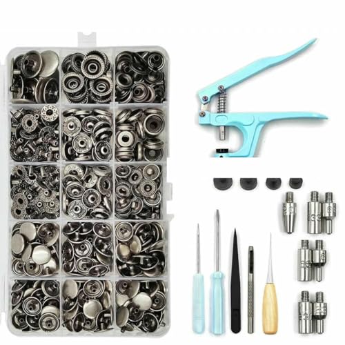 Metall-Druckknopf-Sets mit Druckknopf-Montagezange und Formen für Kleidung, Kleidungsstücke, Jeans, Taschen, Schuhe, Lederhandwerk, Nickel, Set B Metall-Druckknopf-Sets mit Druckknopf-Montagezange und Formen für Kleidung, Kleidungsstücke, Jeans, Taschen, Schuhe, Lederhandwerk, Nickel, Set B von LNHBZ