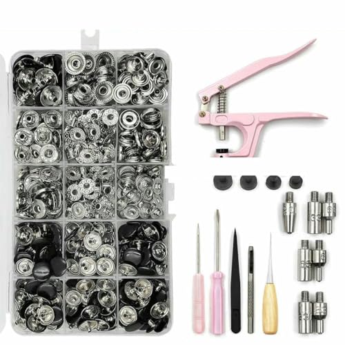 Metall-Druckknopf-Sets mit Druckknopf-Montagezange und Formen für Kleidung, Kleidungsstücke, Jeans, Taschen, Schuhe, Lederhandwerk, Schwarz, Set A Metall-Druckknopf-Sets mit Druckknopf-Montagezange und Formen für Kleidung, Kleidungsstücke, Jeans, Taschen, Schuhe, Lederhandwerk, Schwarz, Set A von LNHBZ