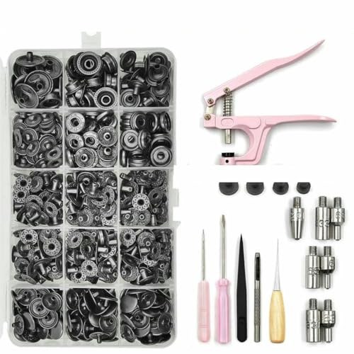 Metall-Druckknopf-Sets mit Druckknopf-Montagezange und Formen für Kleidung, Kleidungsstücke, Jeans, Taschen, Schuhe, Lederhandwerk, Schwarznickel, Set A Metall-Druckknopf-Sets mit Druckknopf-Montagezange und Formen für Kleidung, Kleidungsstücke, Jeans, Taschen, Schuhe, Lederhandwerk, Schwarznickel, Set A von LNHBZ