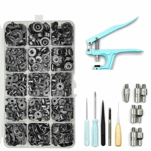 Metall-Druckknopf-Sets mit Druckknopf-Montagezange und Formen für Kleidung, Kleidungsstücke, Jeans, Taschen, Schuhe, Lederhandwerk, Schwarznickel, Set B Metall-Druckknopf-Sets mit Druckknopf-Montagezange und Formen für Kleidung, Kleidungsstücke, Jeans, Taschen, Schuhe, Lederhandwerk, Schwarznickel, Set B von LNHBZ