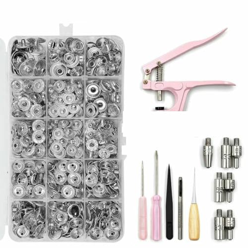 Metall-Druckknopf-Sets mit Druckknopf-Montagezange und Formen für Kleidung, Kleidungsstücke, Jeans, Taschen, Schuhe, Lederhandwerk, Silber, Set A Metall-Druckknopf-Sets mit Druckknopf-Montagezange und Formen für Kleidung, Kleidungsstücke, Jeans, Taschen, Schuhe, Lederhandwerk, Silber, Set A von LNHBZ