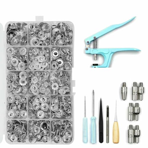 Metall-Druckknopf-Sets mit Druckknopf-Montagezange und Formen für Kleidung, Kleidungsstücke, Jeans, Taschen, Schuhe, Lederhandwerk, Silber, Set B Metall-Druckknopf-Sets mit Druckknopf-Montagezange und Formen für Kleidung, Kleidungsstücke, Jeans, Taschen, Schuhe, Lederhandwerk, Silber, Set B von LNHBZ