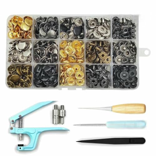 Metall-Druckknopf-Sets mit Druckknopf-Montagezangenformen für Kleidung, Kleidungsstücke, Jeans, Taschen, Schuhe, Lederhandwerk, 140 Stück, 633, blaues Werkzeug Metall-Druckknopf-Sets mit Druckknopf-Montagezangenformen für Kleidung, Kleidungsstücke, Jeans, Taschen, Schuhe, Lederhandwerk, 140 Stück, 633, blaues Werkzeug von LNHBZ