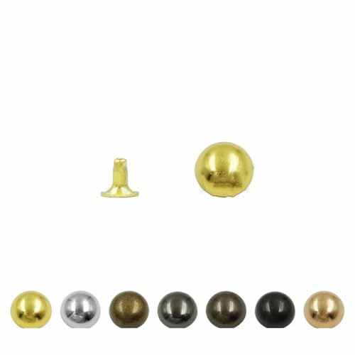 Metall-Kuppelkappennieten, rund, für Lederhandwerk, Taschen, Gürtel, Kleidung, Kleidungsstücke, Schuhe, Kragenteile, Zubehör, 5 mm, Gold Metall-Kuppelkappennieten, rund, für Lederhandwerk, Taschen, Gürtel, Kleidung, Kleidungsstücke, Schuhe, Kragenteile, Zubehör, 5 mm, Gold von LNHBZ