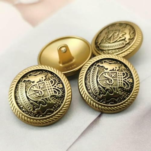 Metallknöpfe, Vintage-Stil, britischer Stil, zum Nähen von Blazern, Jacken, Nähzubehör, Basteln, Luxusknöpfe, neu, 10 Stück, 1–20 mm, 6 Stück Metallknöpfe, Vintage-Stil, britischer Stil, zum Nähen von Blazern, Jacken, Nähzubehör, Basteln, Luxusknöpfe, neu, 10 Stück, 1–20 mm, 6 Stück von LNHBZ