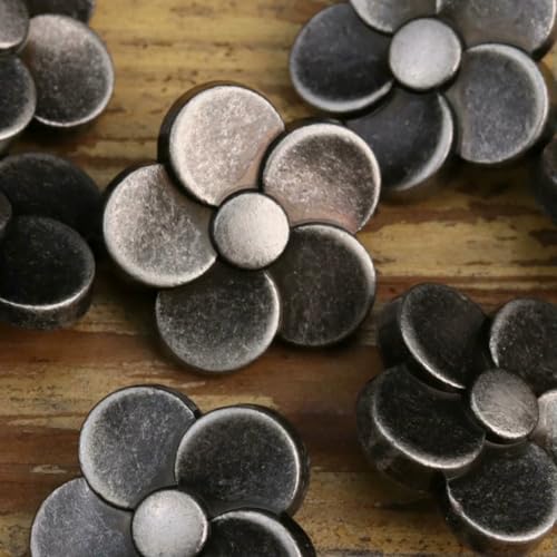 Metallknopf mit Blumen-Ösen, Vintage, Gold, Antik-Silber, Schwarz, Nähzubehör, Stricken, Damen-Kleiderordnung, Schwarz-Silber, 11,5 mm (12 Stück) von LNHBZ