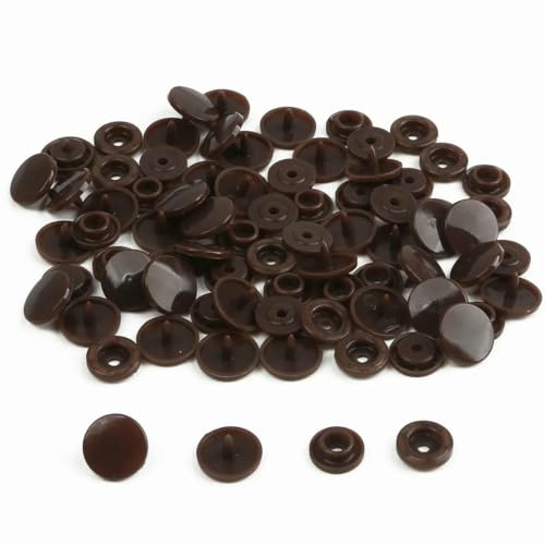 Modische 10/20/50/100 Sets T5 Druckknöpfe Nylonknöpfe Kinderknöpfe Set für Babypuppen Kleidung Nähzubehör-Dunkelbraun-20 Sets von LNHBZ