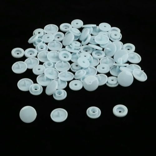Modische 10/20/50/100 Sets T5 Druckknöpfe Nylonknöpfe Kinderknöpfe Set für Babypuppen Kleidung Nähzubehör-Hellblau-100 Sets von LNHBZ