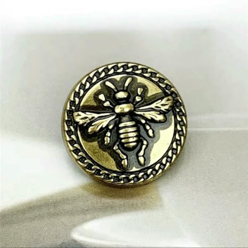 Modischer Metallknopf im Retro-Bienen-Design, Mäntel, Anzüge, Bekleidungszubehör, Knöpfe, 10-Gold-15mm-10St von LNHBZ