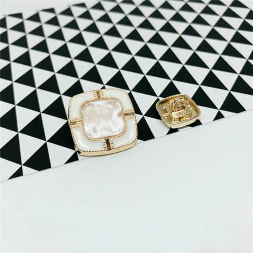 Modischer vierblättriger Metallknopf, Strickanzugjacke, Kleidungsdekorationsknöpfe, 10-weißes Quadrat-25mm-10Stk Modischer vierblättriger Metallknopf, Strickanzugjacke, Kleidungsdekorationsknöpfe, 10-weißes Quadrat-25mm-10Stk von LNHBZ