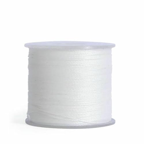 Nähwachsfaden, spaltfest, 0,4 0,5 0,6 mm, Polyesterseil zum Nähen von Lederbändern, gesintert und gewachst (20 m) – Nr. 1 weiß – 0,6 mm Durchmesser von LNHBZ