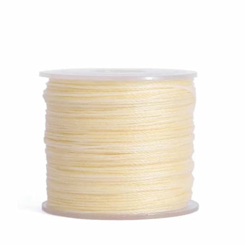 Nähwachsfaden, spaltfest, 0,4 0,5 0,6 mm, Polyesterseil zum Nähen von Lederbändern, gesintert und gewachst (20 m) – Nr. 2, Beige, 0,6 mm Durchmesser von LNHBZ
