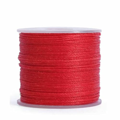 Nähwachsfaden, spaltfrei, 0,4 0,5 0,6 mm, Polyesterseil zum Nähen von Lederbändern, gesintert und gewachst (20 m) – Nr. 13 Leuchtend rot – 0,6 mm Durchmesser von LNHBZ