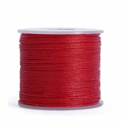 Nähwachsfaden, spaltfrei, 0,4 0,5 0,6 mm, Polyesterseil zum Nähen von Lederbändern, gesintert und gewachst (20 m) – Nr. 14 rot – 0,6 mm Durchmesser von LNHBZ