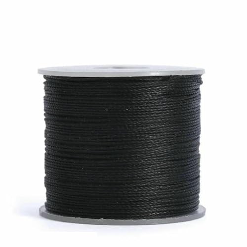 Nähwachsfaden, spaltfrei, 0,4 0,5 0,6 mm, Polyesterseil zum Nähen von Lederbändern, gesintert und gewachst (20 m) – Nr. 7 Schwarz – 0,6 mm Durchmesser von LNHBZ