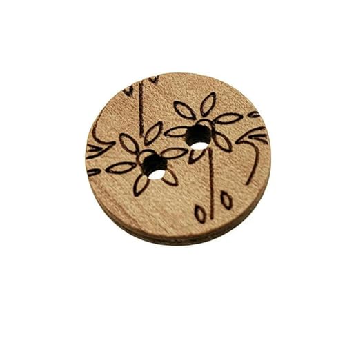 Natürliche Farbe Laser Blume Runde gewölbte Holzknöpfe Nähen Zubehör Kleidung Dekorative 15mm Chinoiserie Holzknopf 2 Loch-KNOPF MT51-100 Stück von LNHBZ