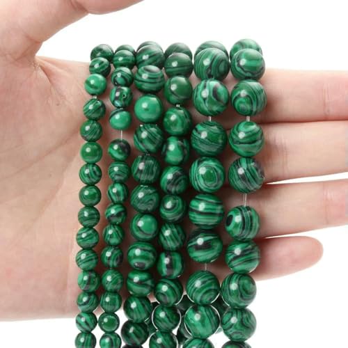 Natürlicher runder Stein, 4 6 8 10 12 mm, Tigerauge, Kristalle, Lava, Türkis, Jade, lose Perlen zur Schmuckherstellung, DIY-Armband, Handarbeit, grüner Malachit, ca. 61 Perlen Natürlicher runder Stein, 4 6 8 10 12 mm, Tigerauge, Kristalle, Lava, Türkis, Jade, lose Perlen zur Schmuckherstellung, DIY-Armband, Handarbeit, grüner Malachit, ca. 61 Perlen von LNHBZ
