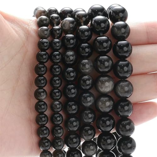 Natürlicher runder Stein, 4 6 8 10 12 mm, Tigerauge, Kristalle, Lava, Türkis, Jade, lose Perlen zur Schmuckherstellung, DIY-Armband, Handarbeiten, Silber-Obsidian, 12 mm, ca. 30 Perlen Natürlicher runder Stein, 4 6 8 10 12 mm, Tigerauge, Kristalle, Lava, Türkis, Jade, lose Perlen zur Schmuckherstellung, DIY-Armband, Handarbeiten, Silber-Obsidian, 12 mm, ca. 30 Perlen von LNHBZ