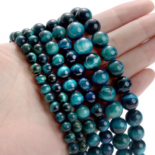 Natürlicher runder Stein, 4 6 8 10 12 mm, Tigerauge-Kristalle, Lava, Türkis, Jade, lose Perlen zur Schmuckherstellung, DIY-Armband, Handarbeit, blaues Tigerauge, 10 mm, ca. 35 Perlen Natürlicher runder Stein, 4 6 8 10 12 mm, Tigerauge-Kristalle, Lava, Türkis, Jade, lose Perlen zur Schmuckherstellung, DIY-Armband, Handarbeit, blaues Tigerauge, 10 mm, ca. 35 Perlen von LNHBZ